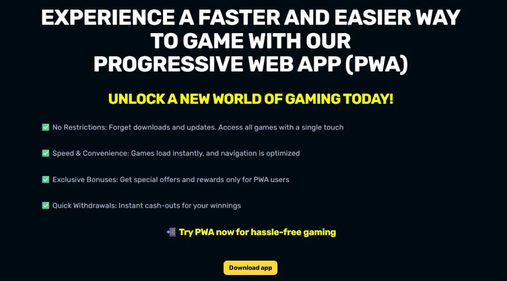 RocketPlay official Progressive Web App installation page on a mobile device