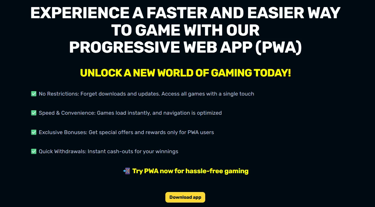 RocketPlay official Progressive Web App installation page on a mobile device